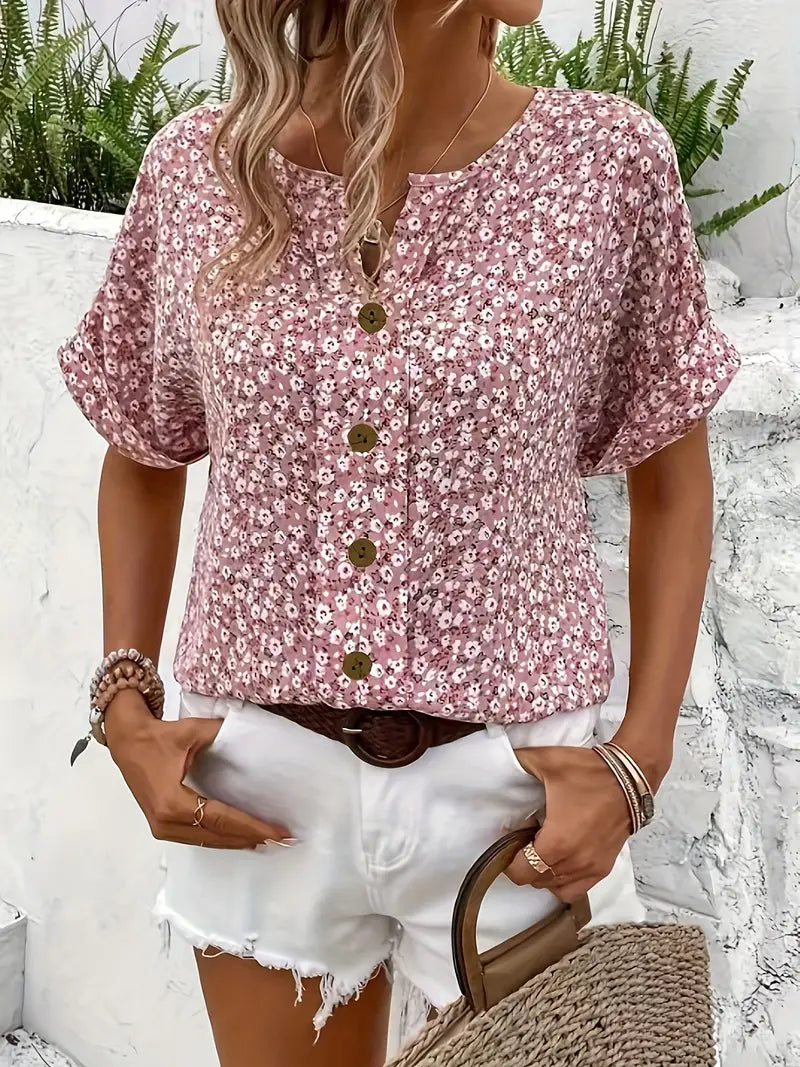 Freja – Elegant Somrig Blommig Topp
