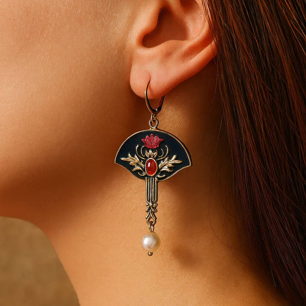 Pendientes perchance de perlas rojas vintage