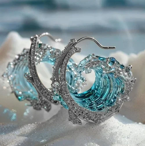 Pendientes elegantes oceánicos - símbolo de la promesa de amor