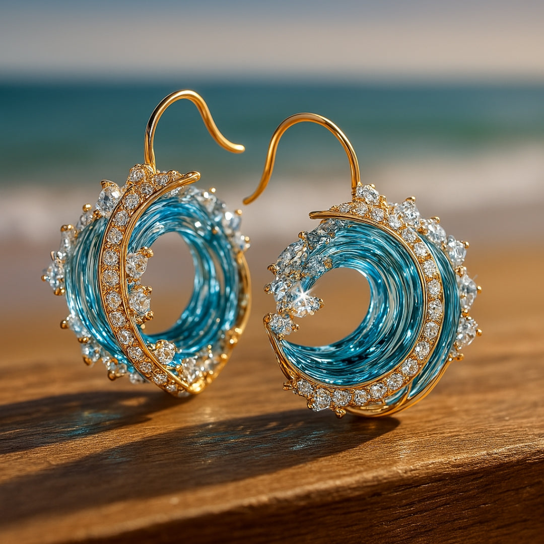Pendientes elegantes oceánicos - símbolo de la promesa de amor