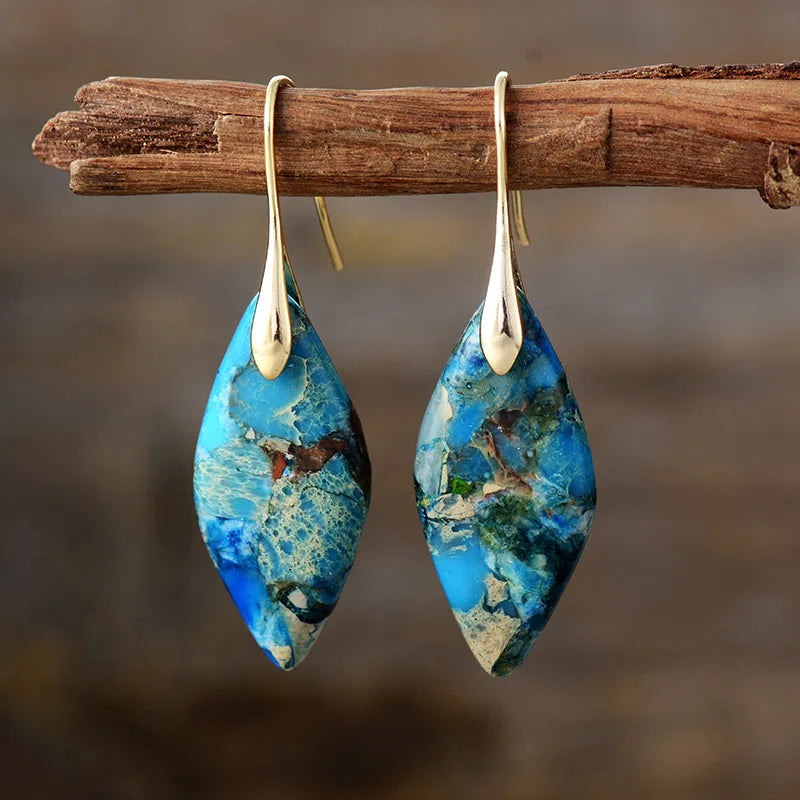 Pendientes de piedra natural en forma de lágrima