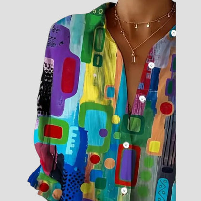 Sofia™ | Elegant Blus med Geometriskt Mönster