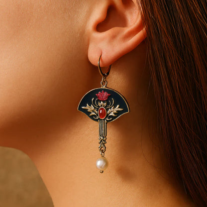 Pendientes perchance de perlas rojas vintage