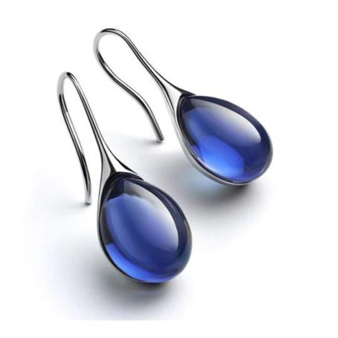 Pendientes de cristal elegantes en forma de gota en oro y plata