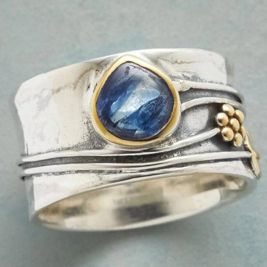 Anillo de meditación bohemio elegante de piedra preciosa para la paz interior y el estilo