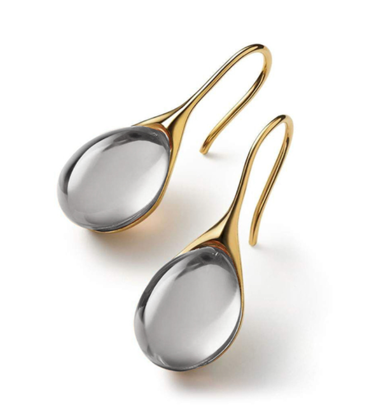 Pendientes de cristal elegantes en forma de gota en oro y plata