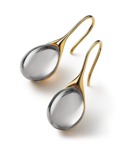 Pendientes de cristal elegantes en forma de gota en oro y plata