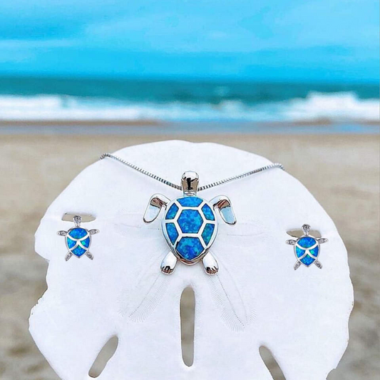 Conjunto de joyas de tortuga marina en ópalo