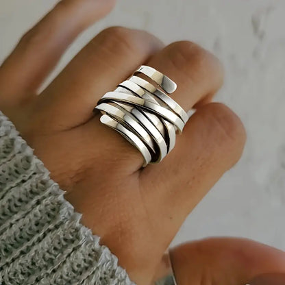 Bliss - Anillo de plata en capas vintage