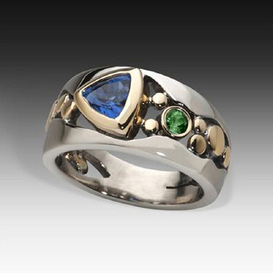 Anillo de cristal azul exclusivo de estilo vintage