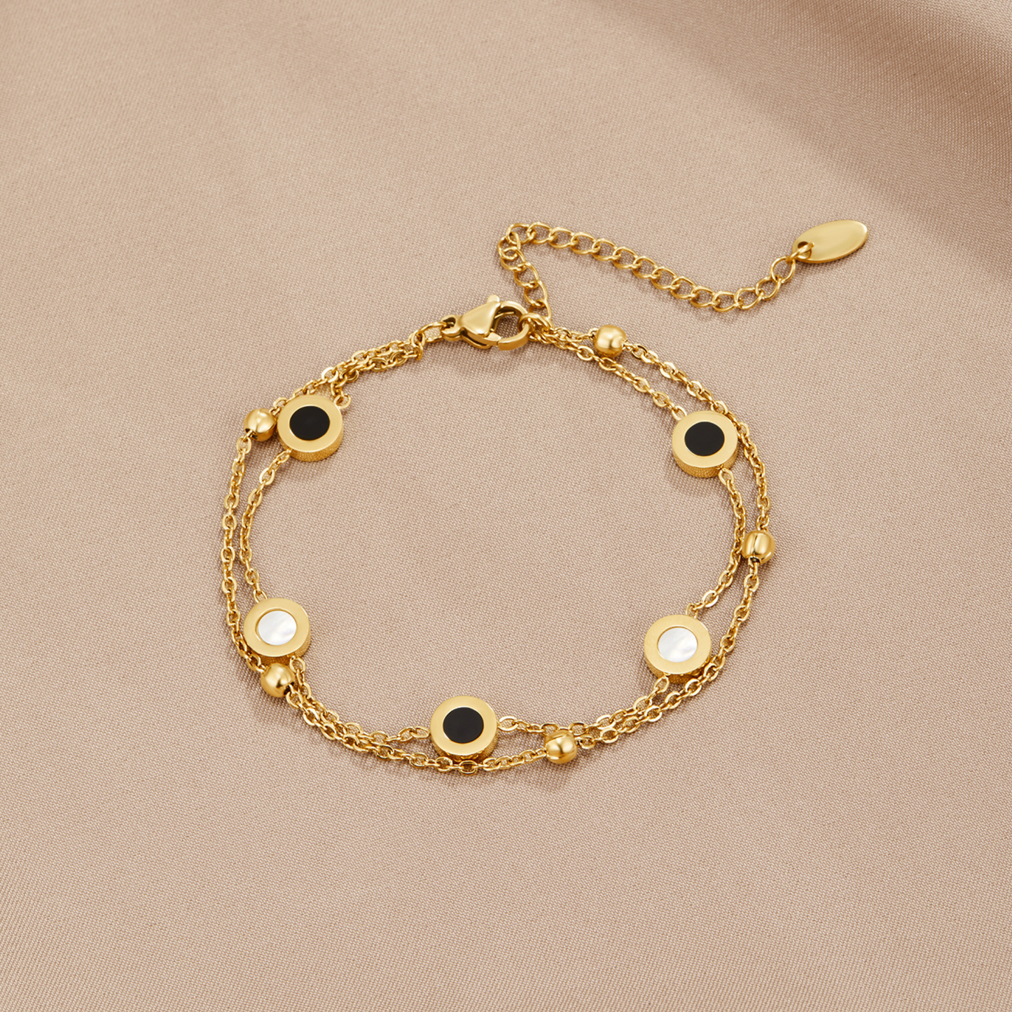 Pulsera de piedra blanca y negra