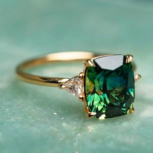 Glück - Anillo de zirconia verde en oro