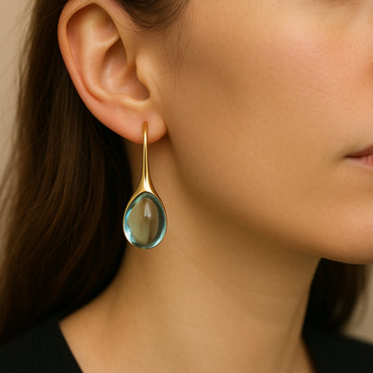 Pendientes de cristal elegantes en forma de gota en oro y plata