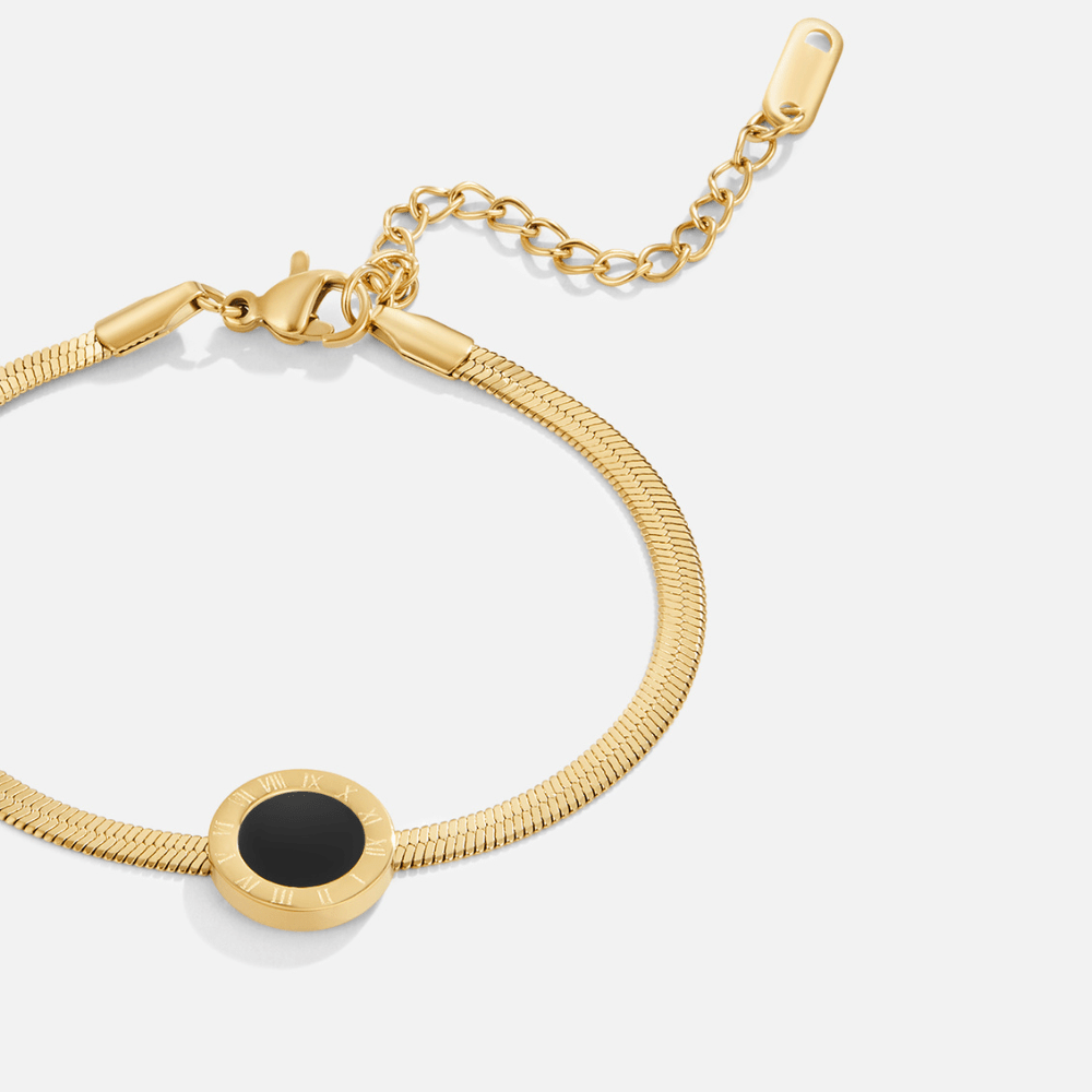 Pulsera con cadena de piedra negra