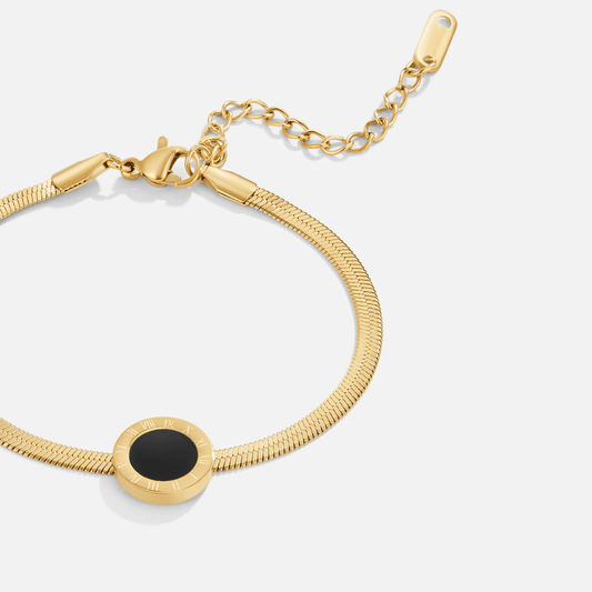 Pulsera con cadena de piedra negra
