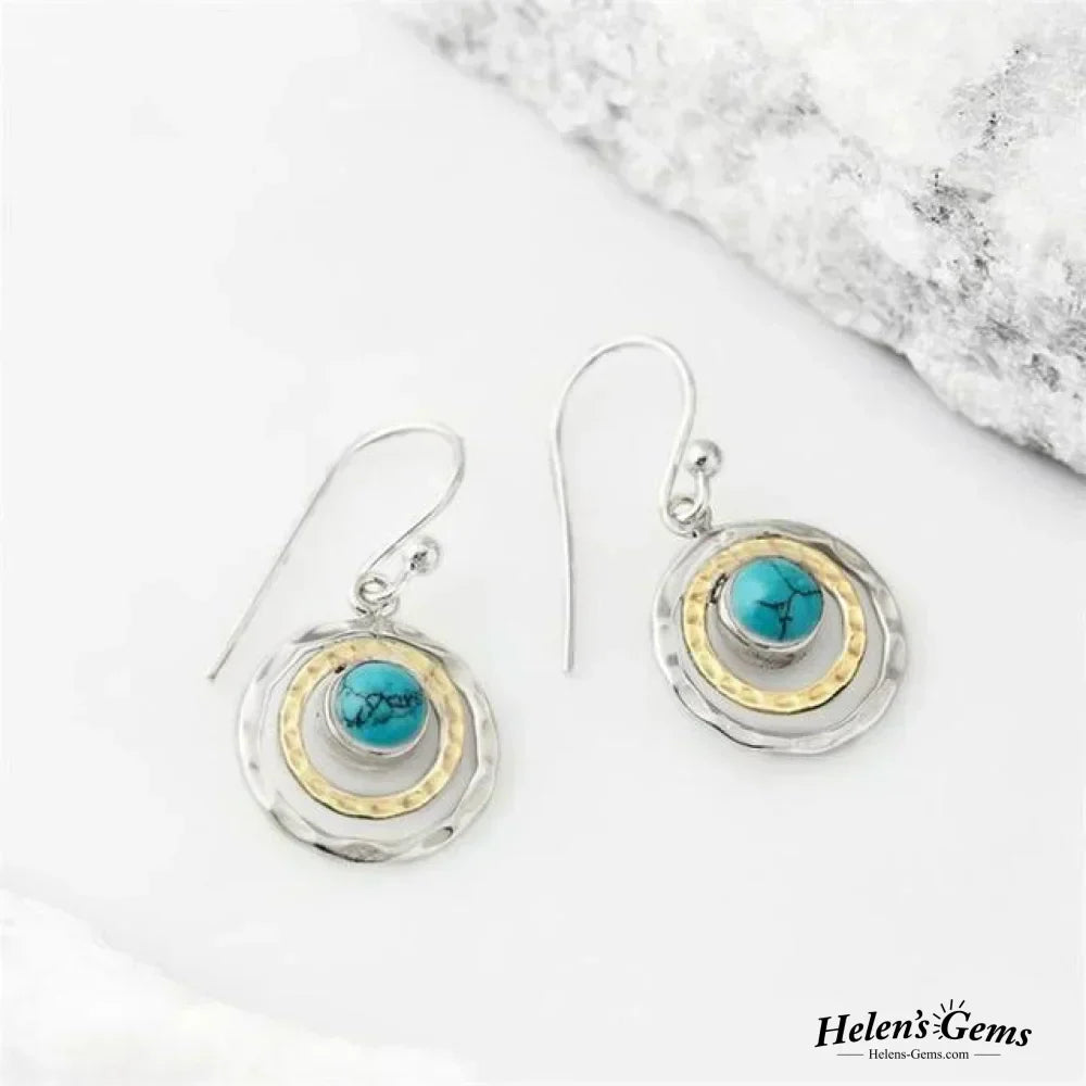Pendientes bohemios Saturno: turquesas y oro
