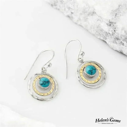 Pendientes bohemios Saturno: turquesas y oro