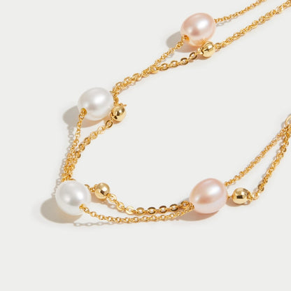 Pulsera de capas con perlas de agua dulce