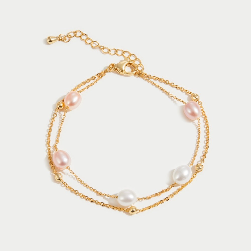 Pulsera de capas con perlas de agua dulce
