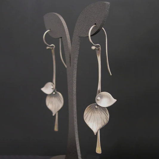 Pendientes vintage de hojas de plata