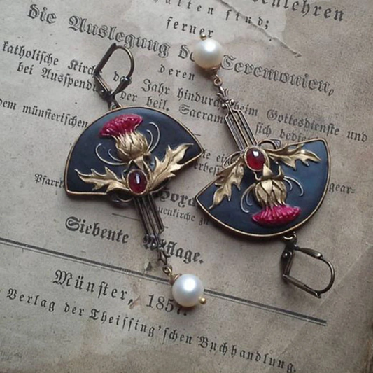 Pendientes perchance de perlas rojas vintage