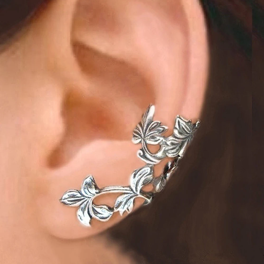 Pendientes de plata vintage con motivo de hoja