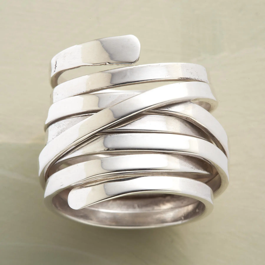 Bliss - Anillo de plata en capas vintage