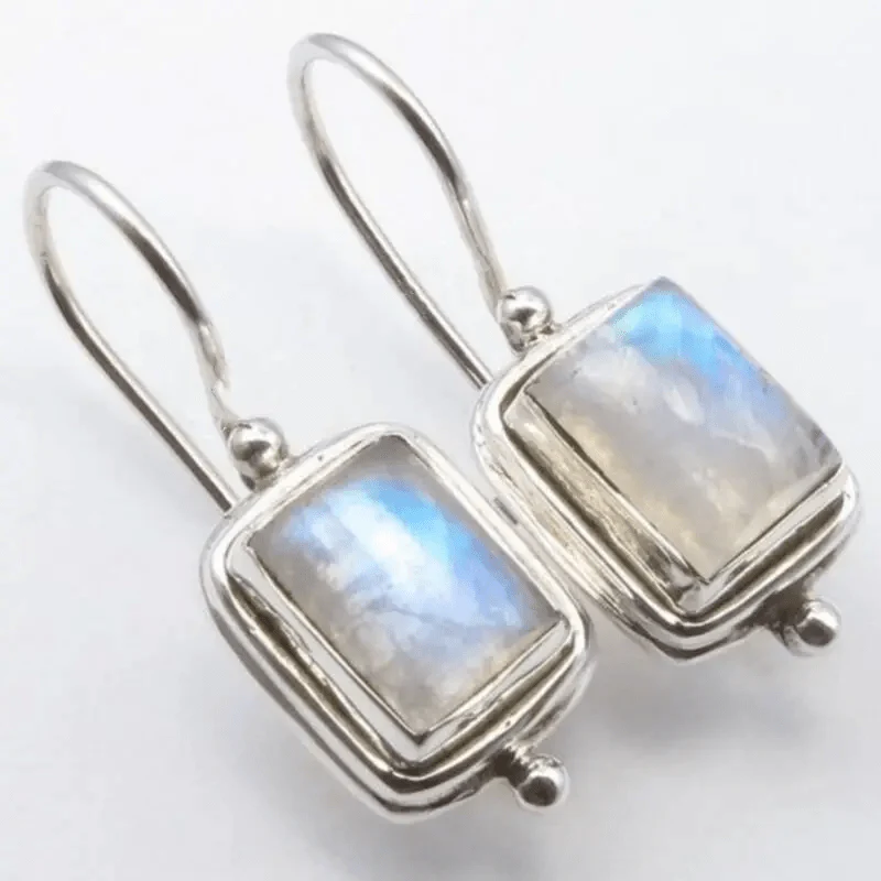 Pendientes Cuadrados de Piedra de Luna