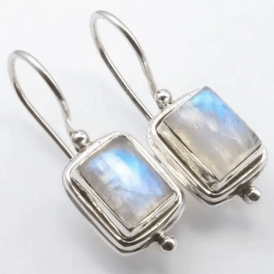 Pendientes Cuadrados de Piedra de Luna