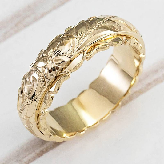 Anillo de flores vintage dorado