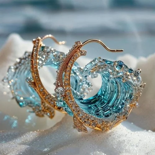 Pendientes elegantes oceánicos - símbolo de la promesa de amor