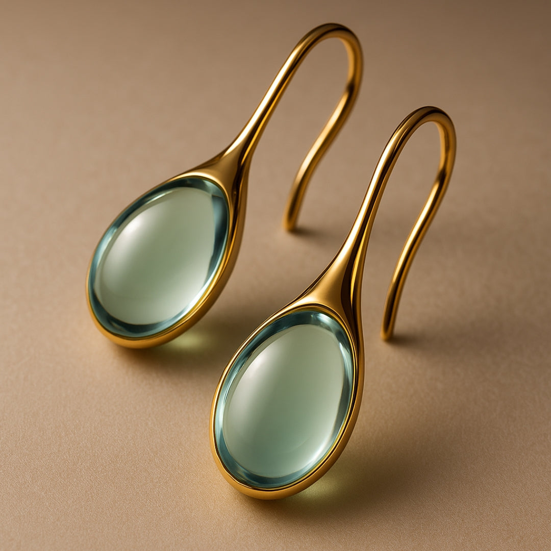 Pendientes de cristal elegantes en forma de gota en oro y plata