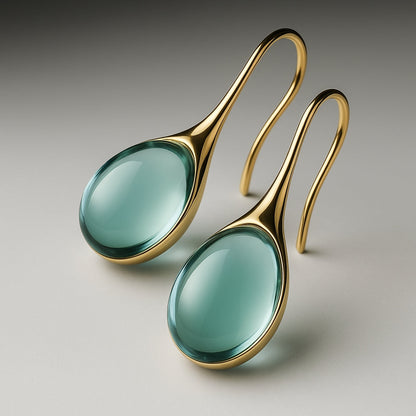 Pendientes de cristal elegantes en forma de gota en oro y plata