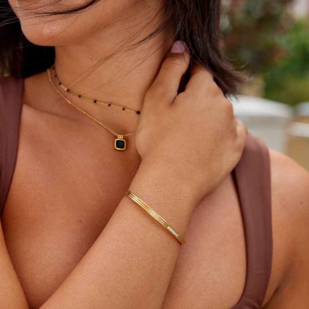 Pulsera rígida con cristales