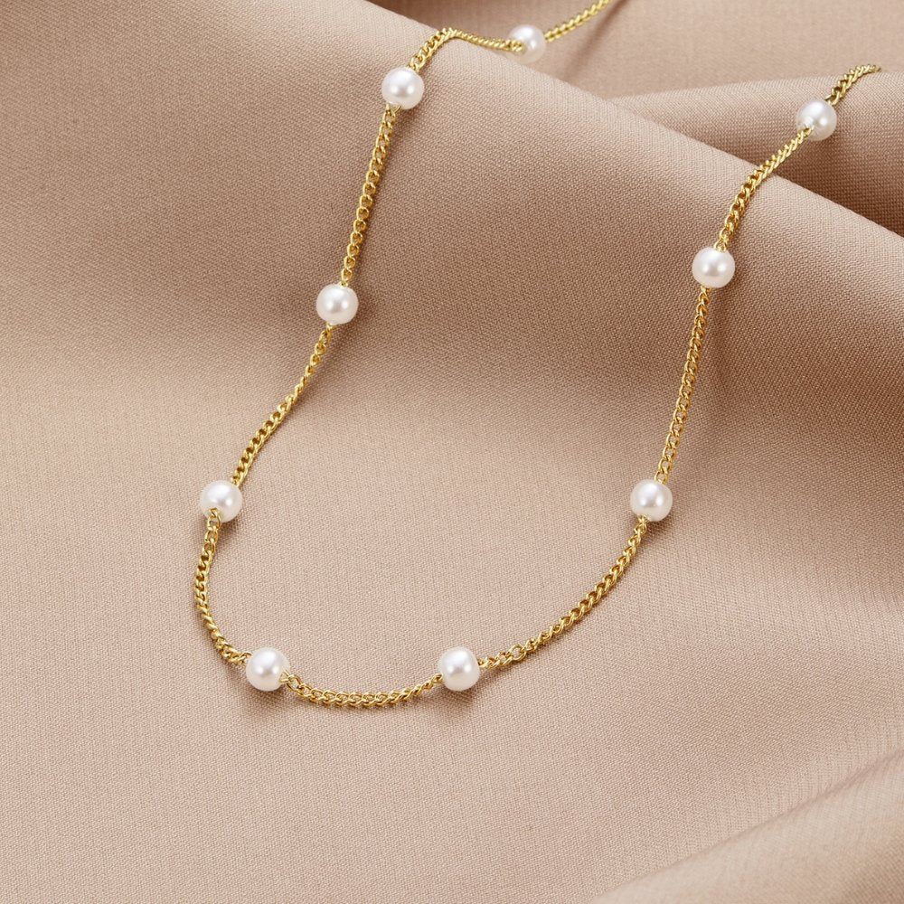 Collar de Perlas de Oro Reina