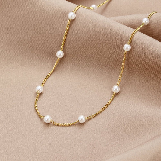 Collar de Perlas de Oro Reina