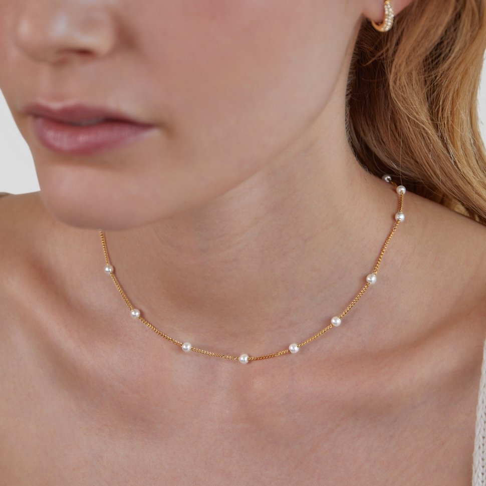 Collar de Perlas de Oro Reina