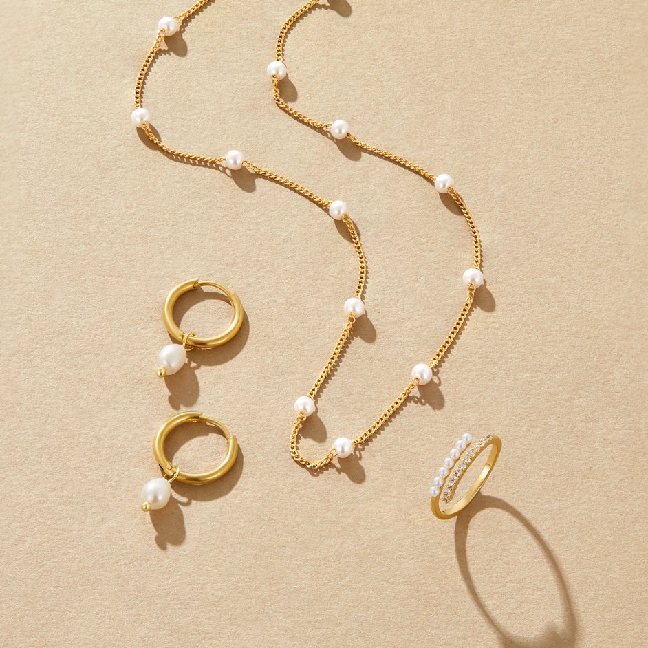 Collar de Perlas de Oro Reina