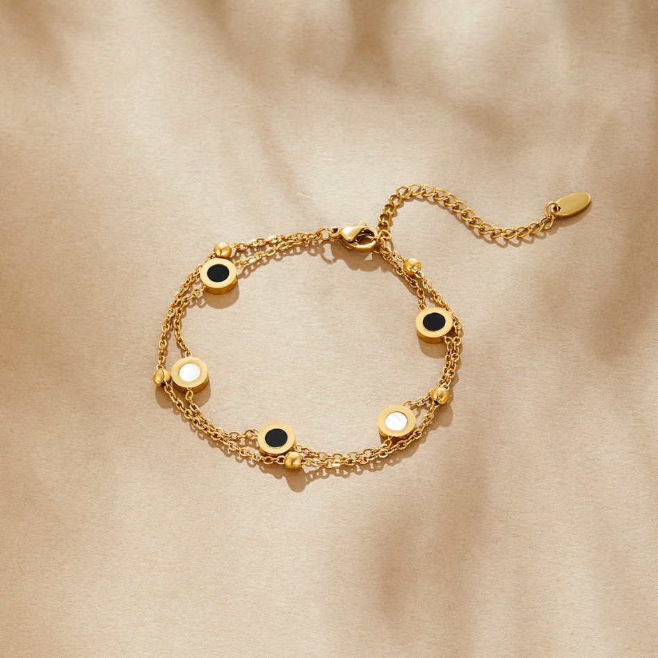 Pulsera de piedra blanca y negra
