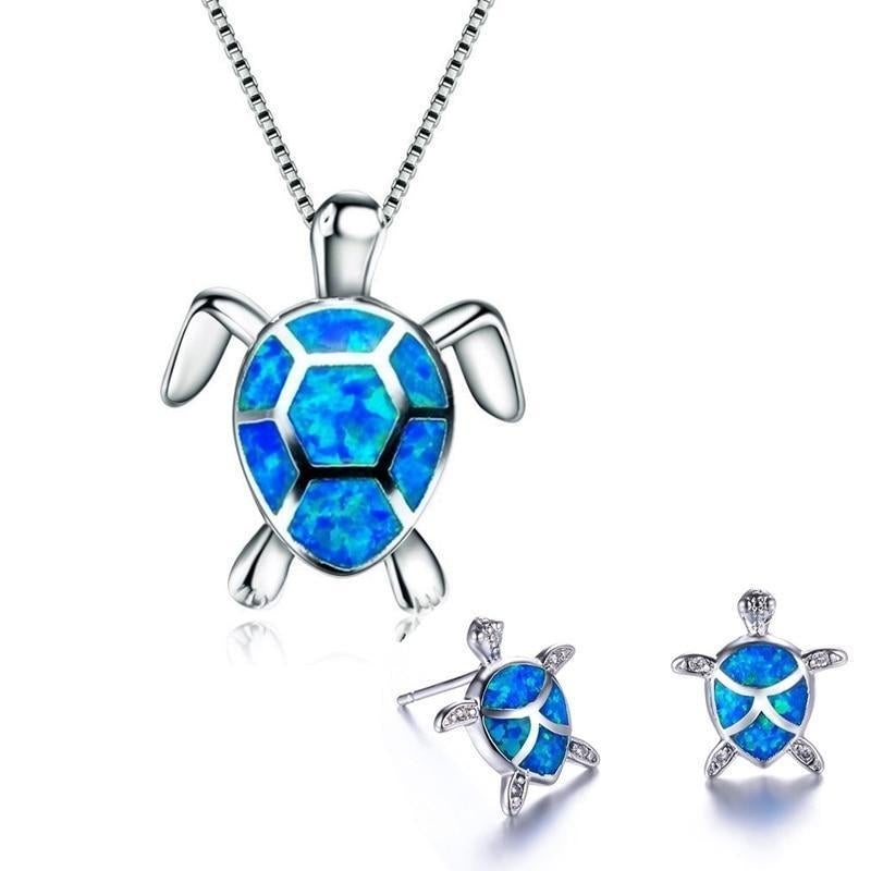 Conjunto de joyas de tortuga marina en ópalo