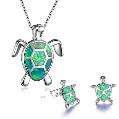 Conjunto de joyas de tortuga marina en ópalo
