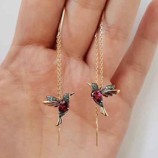 Ailes de Colibri - Pendientes Elegantes con esmalte y cristales