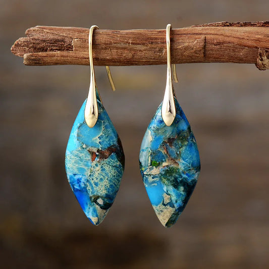 Pendientes de piedra natural en forma de lágrima