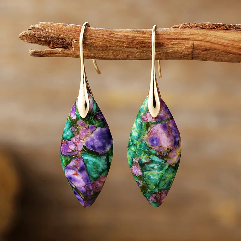 Pendientes de piedra natural en forma de lágrima