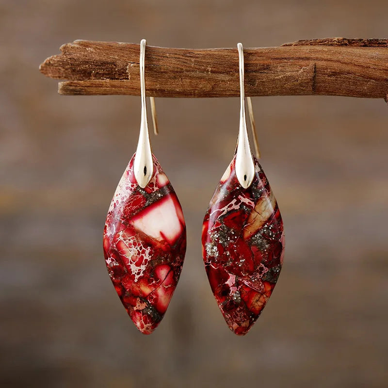 Pendientes de piedra natural en forma de lágrima