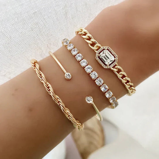 Bliss - Conjunto de pulsera en oro de 18 quilates radiante