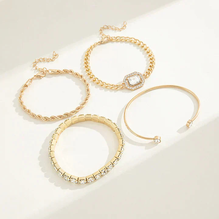 Bliss - Conjunto de pulsera en oro de 18 quilates radiante