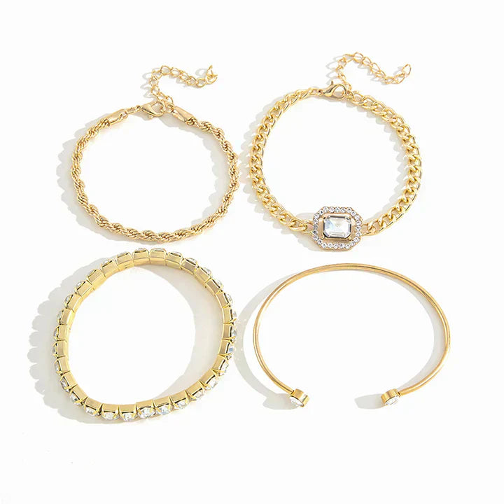 Bliss - Conjunto de pulsera en oro de 18 quilates radiante