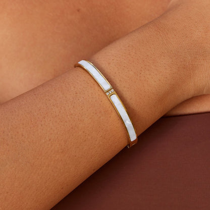 Pulsera rígida de oro blanco