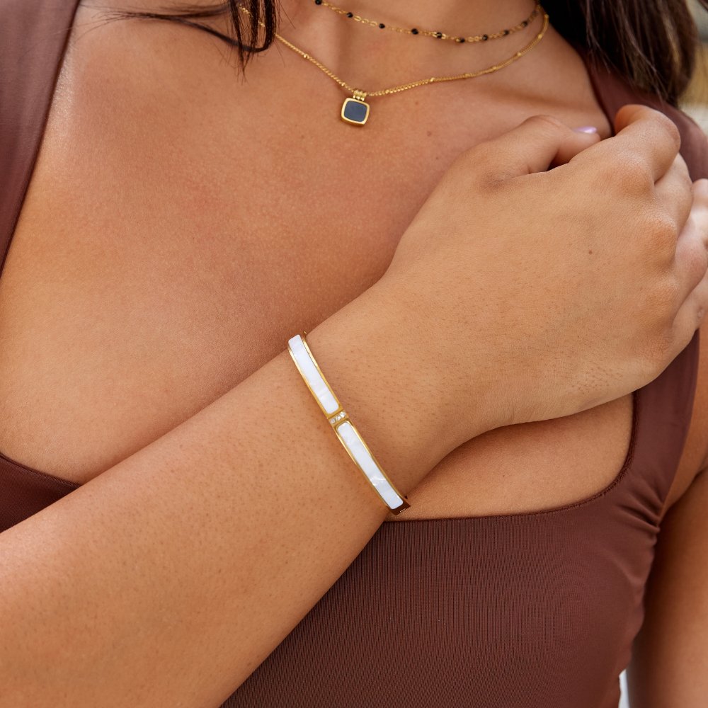 Pulsera rígida de oro blanco